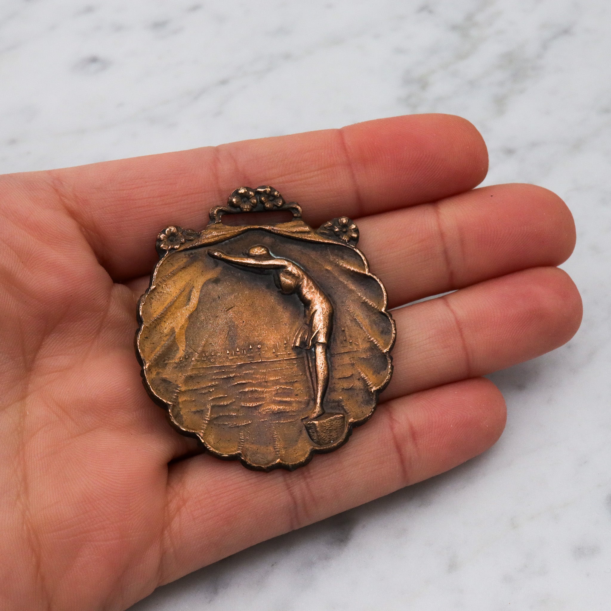 Antique Victorian Whitehead & Hoag brass diving medal